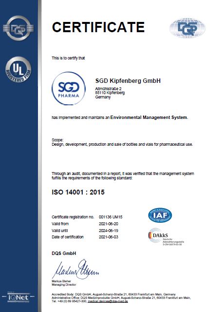 ISO 14001 SGD Kipfenberg GmbH