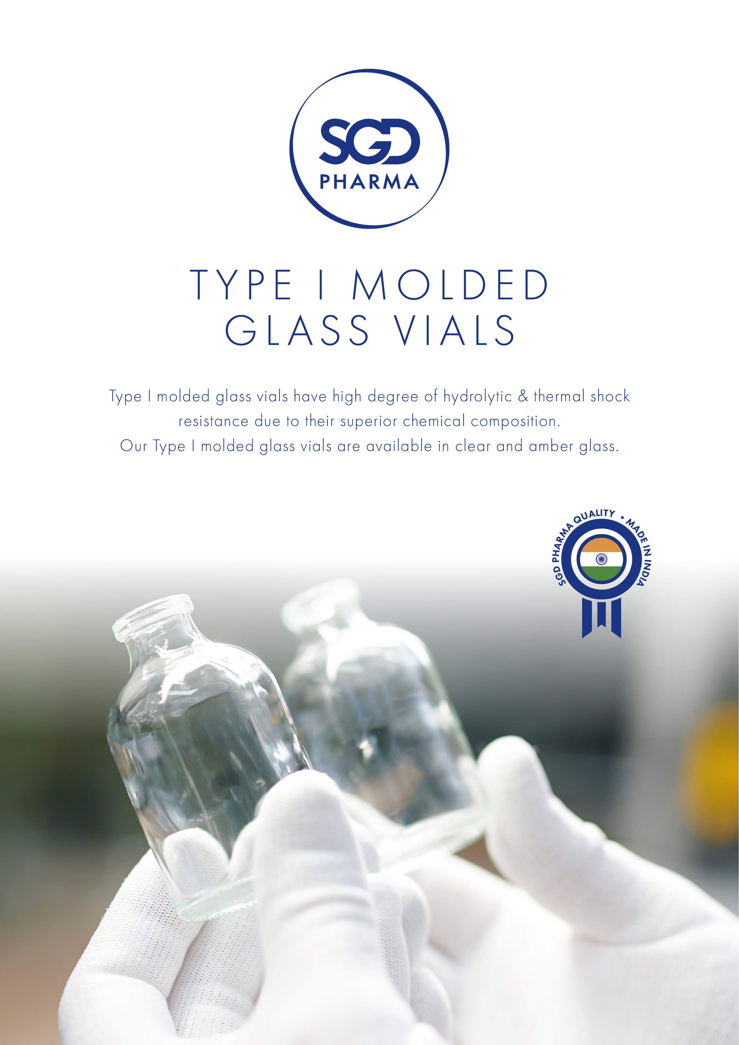 Type I molded glass vials SGD Pharma quality made in India SGD Pharma