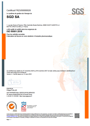 SGD SA SQLM Certificat ISO 50001 2024