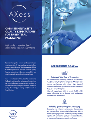 AXess, high quality, competitive Type I molded glass vials