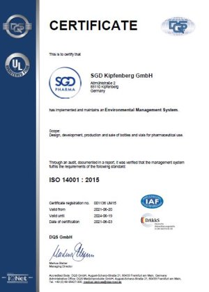ISO 14001 SGD Kipfenberg GmbH