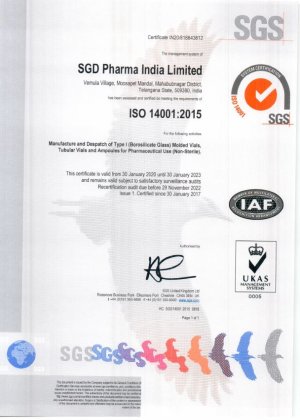 ISO 14001 SGD Pharma India Limited